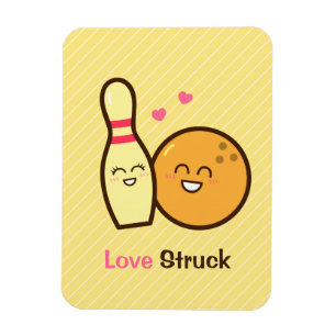 Niedliche Bowling Ball and Button Liebe Struck Magnet