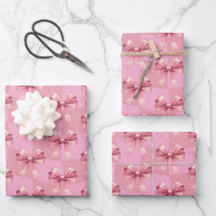 Niedliche Bows Rosa Weihnachten Geschenkpapier Set