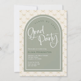 Niedliche Bows zeigen grüne Graduierungspartei Einladung