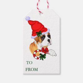 Niedliche Boxer Dog Weihnachtsmarken Geschenkanhänger