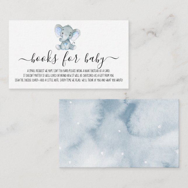 Niedliche Boy Elephant Books für Babydusche Begleitkarte (Vorne/Hinten)
