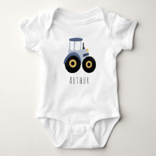 Niedliche Boys Blue Farm Traktor mit Name Baby Strampler