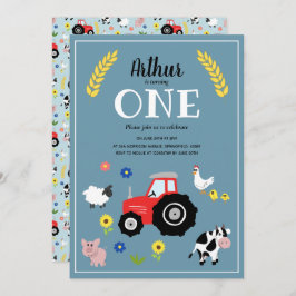 Niedliche Boys Farm Animations & Red Traktor 1. Ge Einladung