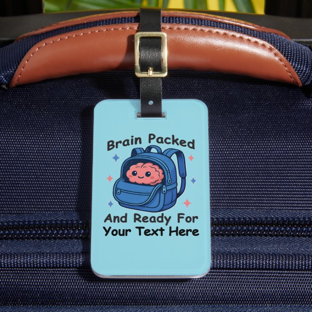 Niedliche "Brain Ready"-Version von Back-to-School Gepäckanhänger (Vorderseite Insitu 2)