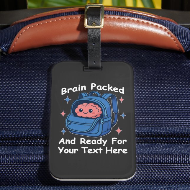 Niedliche "Brain Ready"-Version von Back-to-School Gepäckanhänger (Vorderseite Insitu 2)