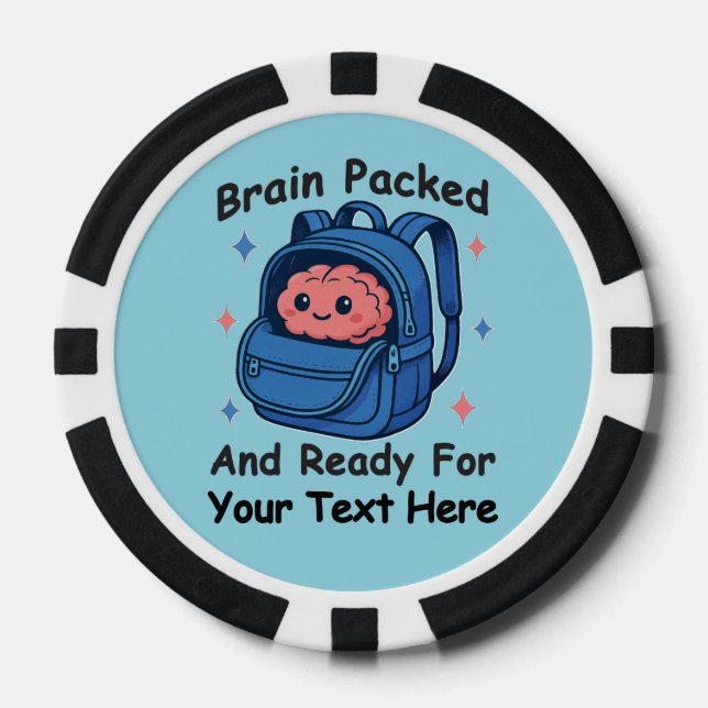 Niedliche "Brain Ready"-Version von Back-to-School Pokerchips (Vorderseite)