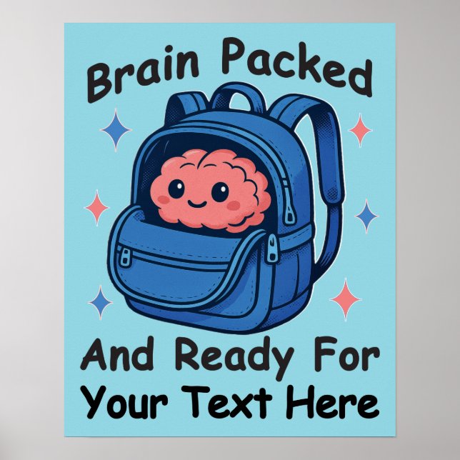 Niedliche "Brain Ready"-Version von Back-to-School Poster (Vorne)