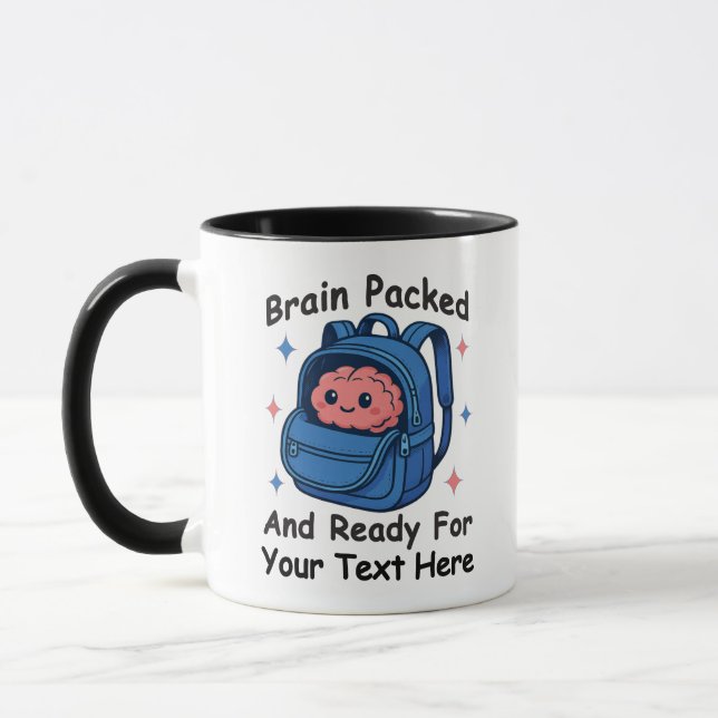 Niedliche "Brain Ready"-Version von Back-to-School Tasse (Links)