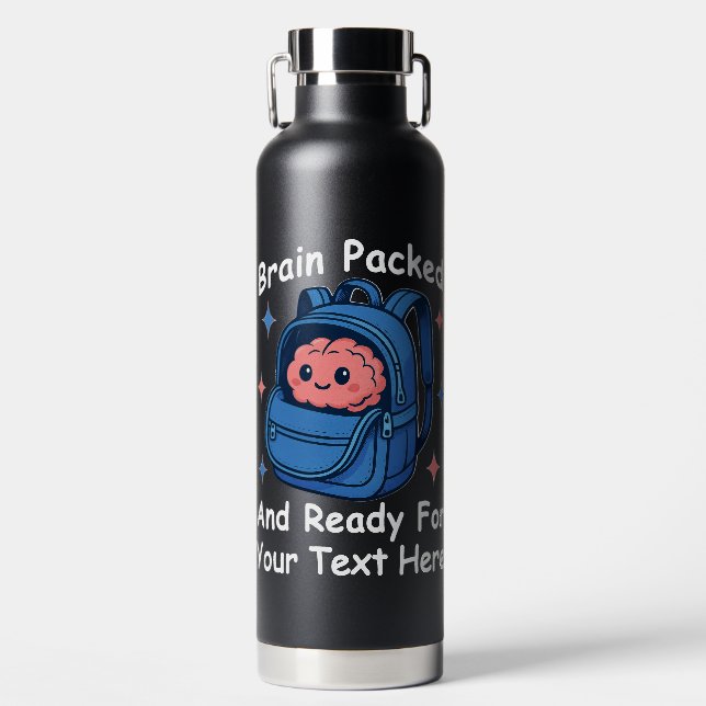 Niedliche "Brain Ready"-Version von Back-to-School Trinkflasche (Vorderseite)