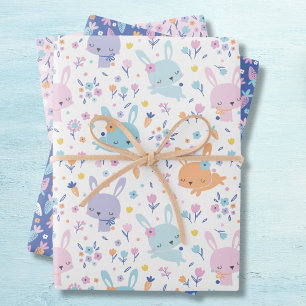 Niedliche Bräuche mit Karotten und Blume in Pastel Geschenkpapier Set