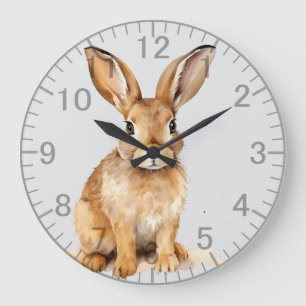 Niedliche Braune Hasen Große Wanduhr