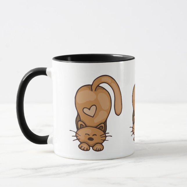 Niedliche braune Katze mit Herz Tasse (Links)