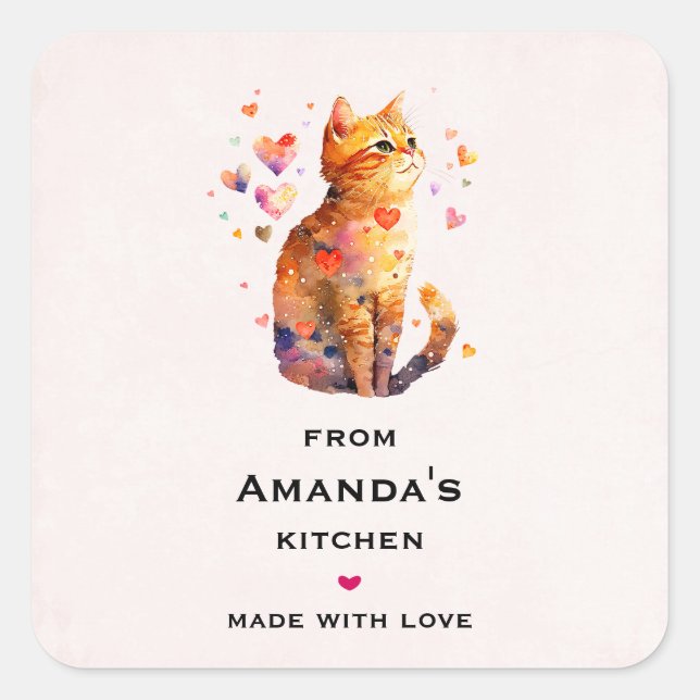 Niedliche braune Küche in einer Teakoküche Quadratischer Aufkleber (Vorderseite)