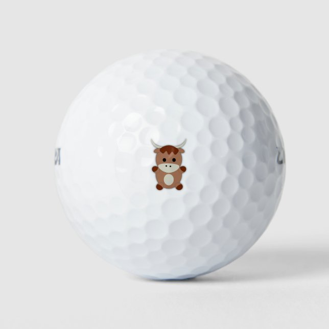 Niedliche Braune Kuh Golfball (Vorderseite)