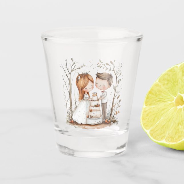 Niedliche Bräune mit Kuchen Schnapsglas (Vorderseite)