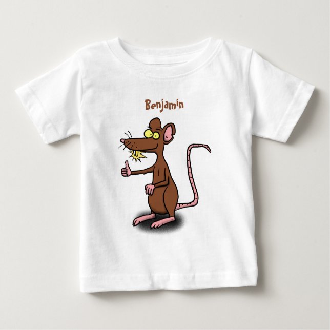 Niedliche braune Ratte hält Cartoon hoch Baby T-shirt (Vorderseite)