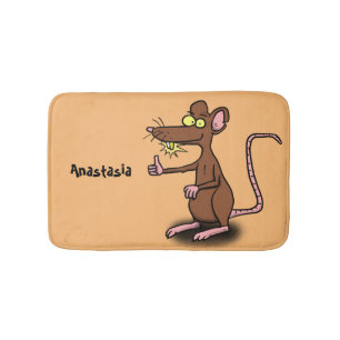 Niedliche braune Ratte hält Cartoon hoch Badematte