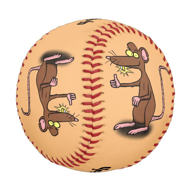 Niedliche braune Ratte hält Cartoon hoch Baseball (Schrägansicht)