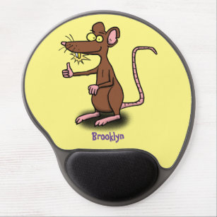 Niedliche braune Ratte hält Cartoon hoch Gel Mousepad