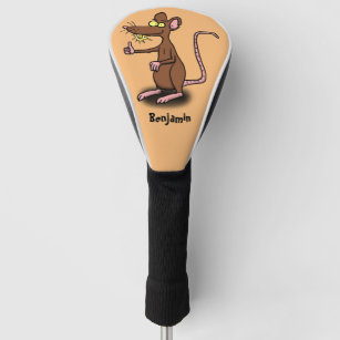 Niedliche braune Ratte hält Cartoon hoch Golf Headcover