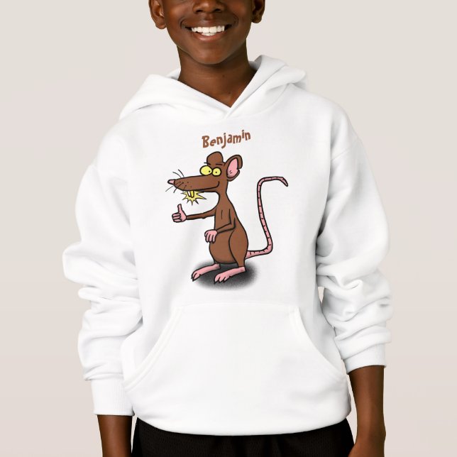 Niedliche braune Ratte hält Cartoon hoch Hoodie (Vorderseite)