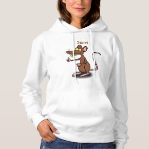 Niedliche braune Ratte hält Cartoon hoch Hoodie