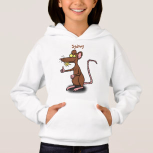 Niedliche braune Ratte hält Cartoon hoch Hoodie