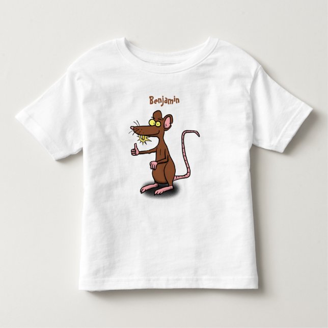 Niedliche braune Ratte hält Cartoon hoch Kleinkind T-shirt (Vorderseite)
