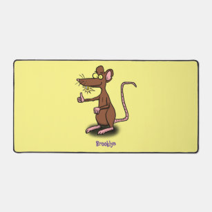 Niedliche braune Ratte hält Cartoon hoch Schreibtischunterlage