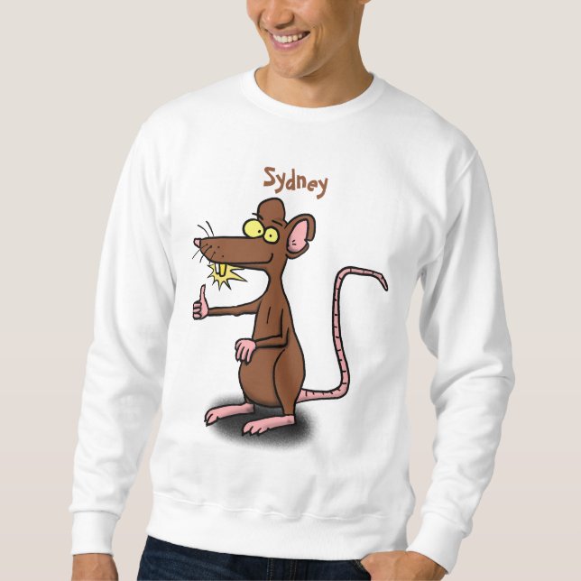 Niedliche braune Ratte hält Cartoon hoch Sweatshirt (Vorderseite)