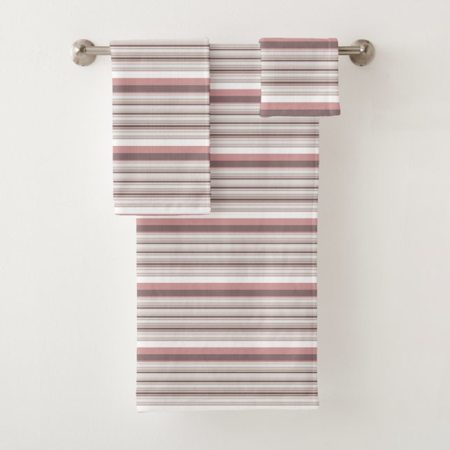 Niedliche, braune Streifen Badhandtuch Set (Insitu)