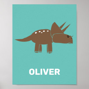 Niedliche braune Triceratops Dinosaurier für Kinde Poster