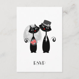 Niedliche Braut | Groom Wedding Cats Personalisier RSVP Karte