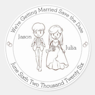 Niedliche Braut und Bräuche Save the Date Runder Aufkleber