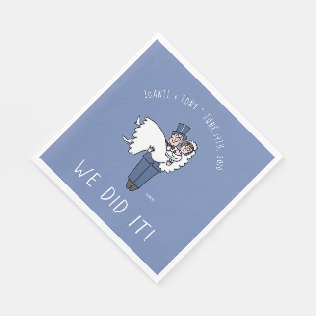 Niedliche Braut und Cartoon Groom Hochzeit Napkins Serviette (Ecke)