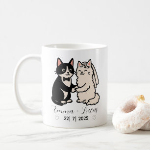 Niedliche Braut- und Gräuelkatzen personalisierte Kaffeetasse