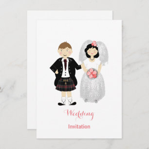 Niedliche Braut und Groom Scottish Wedding Theme Einladung