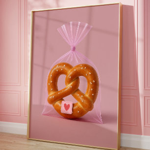 Niedliche Bretzel Art Print, gemütliche Bäckerei - Poster