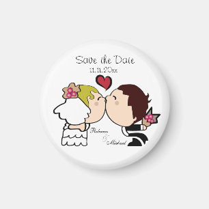 Niedliche Bride & Groom Speichern Sie die Datumsma Magnet