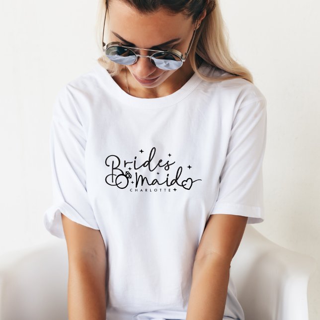 Niedliche Bridesmaid Script Wedding Party T-Shirt (Von Creator hochgeladen)