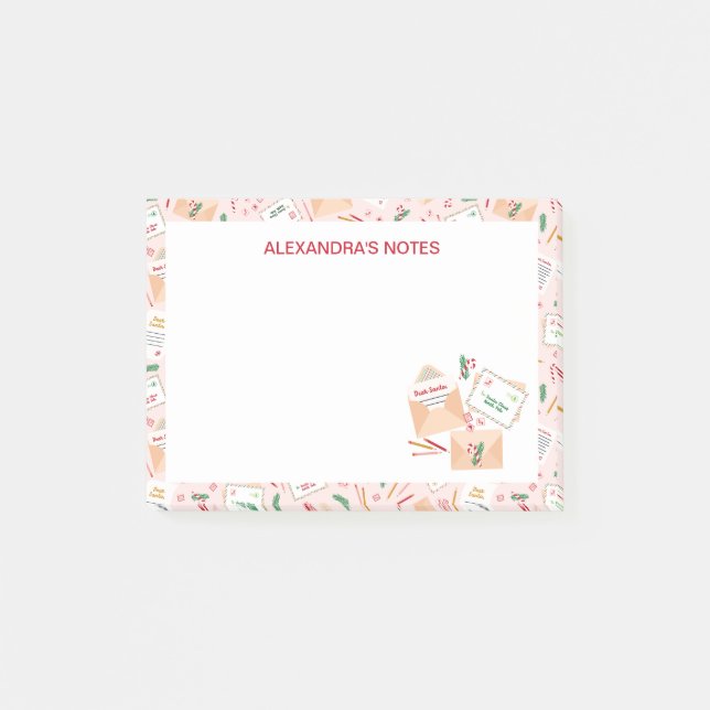 Niedliche Briefe an Weihnachten und Weihnachtsmust Post-it Klebezettel (Vorderseite)