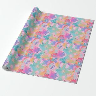 Niedliche Briefmarke Krawatte Rosa Regenbogen-Blum Geschenkpapier
