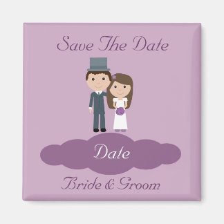 Niedliche Brille & Groom Speichern Sie den Datums- Magnet