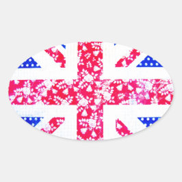 Niedliche britische Flagge Ovaler Aufkleber
