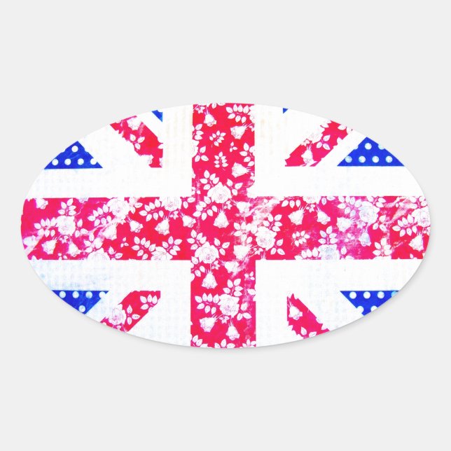 Niedliche britische Flagge Ovaler Aufkleber (Vorderseite)