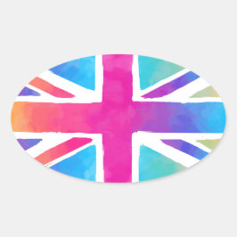 Niedliche britische Flagge Ovaler Aufkleber