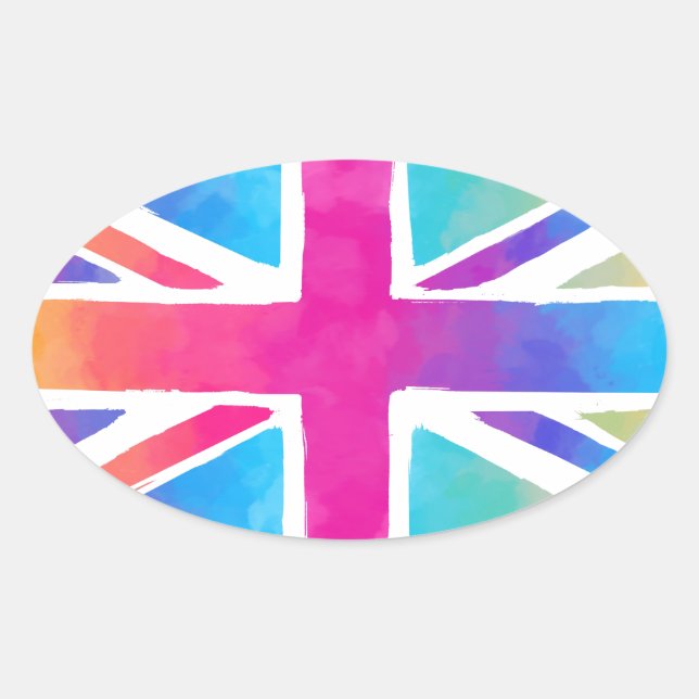 Niedliche britische Flagge Ovaler Aufkleber (Vorderseite)