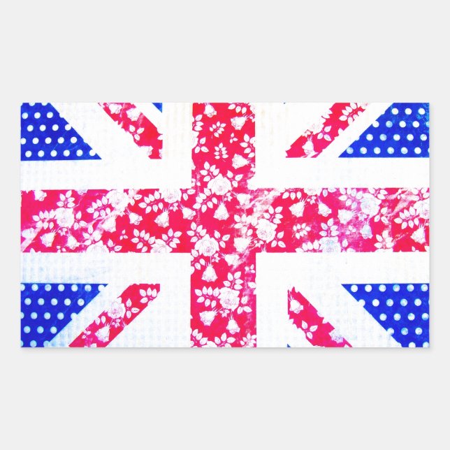 Niedliche britische Flagge Rechteckiger Aufkleber (Vorderseite)