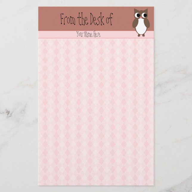 Niedliche Brown-Eulen-Gewohnheit Briefpapier (Vorderseite)