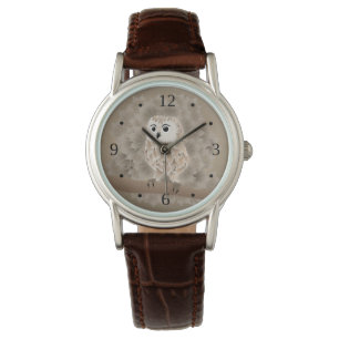 Niedliche Brown-Eulen-Zahlen Armbanduhr